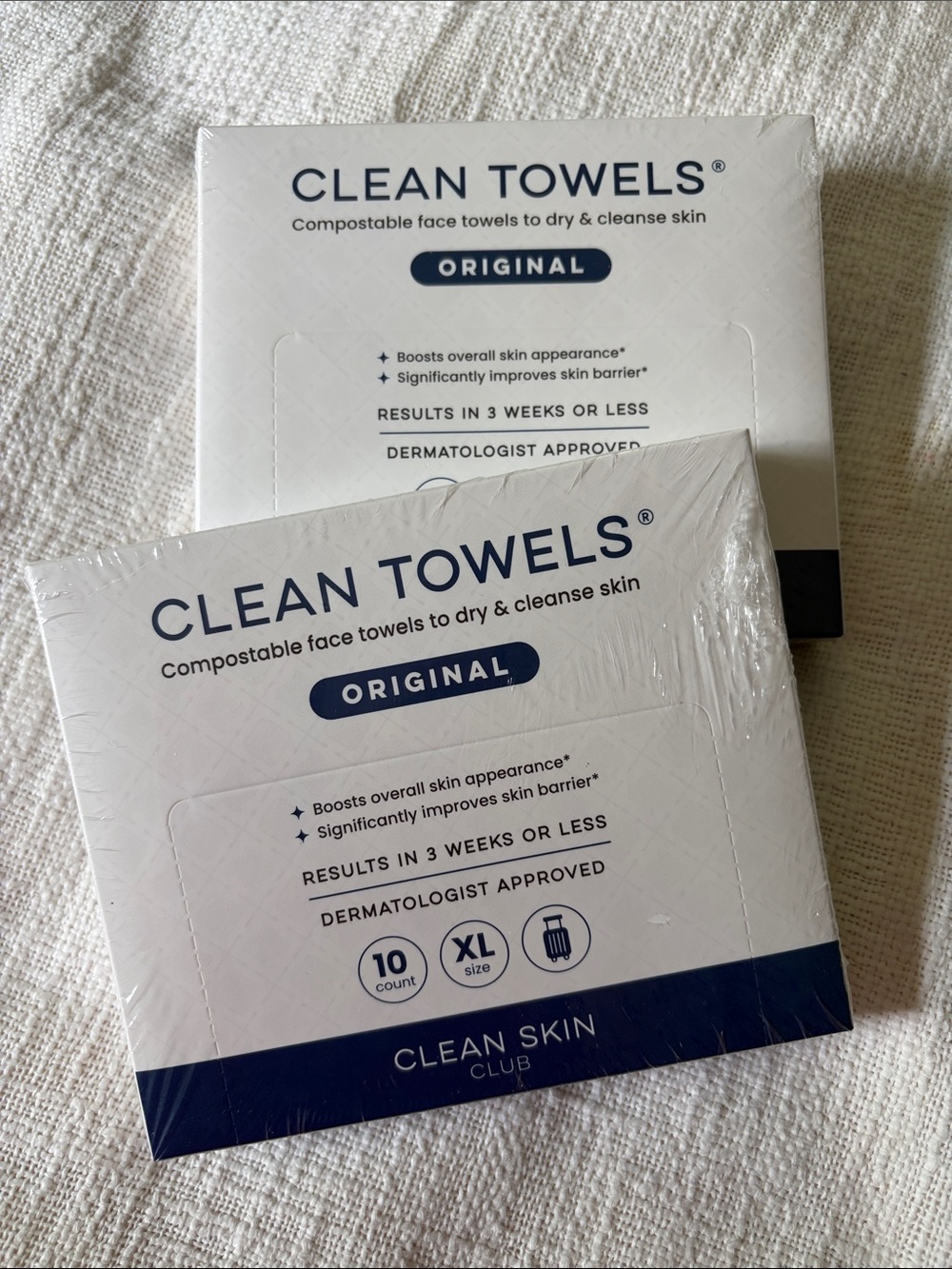 ⭐️ 5 for $20 - 2 Boxes of 10 XL Clean Skin Club Face Towels